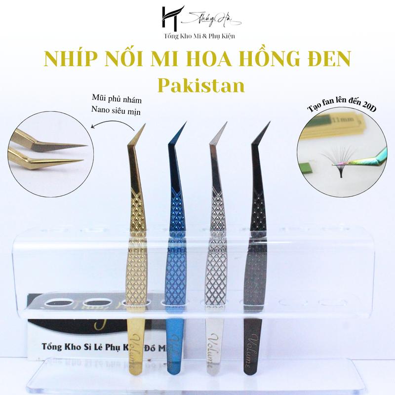  Nhíp Hoa Hồng Đen HÀNG CHUẨN PAKISTAN \ mũi phủ nhám Nano Mịn \ BAO TEST 20D-30D - Nhíp Gắp Mi Giả - Dụng Cụ Nối Mi - Thúy Hà Nữ Mỹ Phẩm Cosmetic Nữ Trang Điểm 