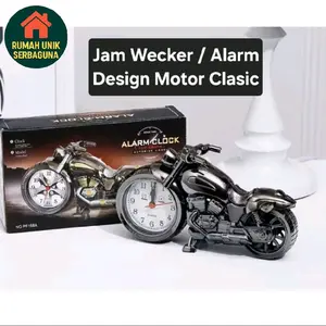 Jam Weker Alarm Model Motor Clasic Dekorasi Meja Kamar Tidur Plastik NO.PF18A Bunyi Beep 230x120x70MM Plastic
