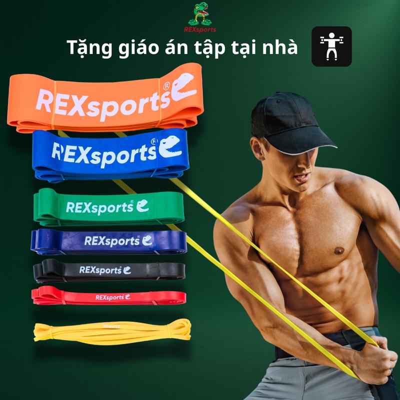  Dây Kháng Lực Rexsports Chất Lượng Cao Su Latex Cao Cấp Tặng GIÁO ÁN VÀ DÂY NHẢY TẬP GYM Đa Năng Kháng Lực từ 10-120KG  THẾ DÂN  