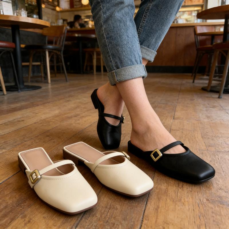Sepatu Slip On Wanita Model Tali Gesper Elegan Untuk Kantor & Hangout Sepatu Mules Wanita Kekinian 2026