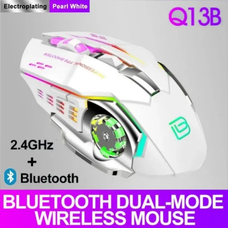 MOUSE GAMING WIRELESS RGB LED SILENT KLIK RECHARGEABLE 1600 DPI T-WOLF - Q13