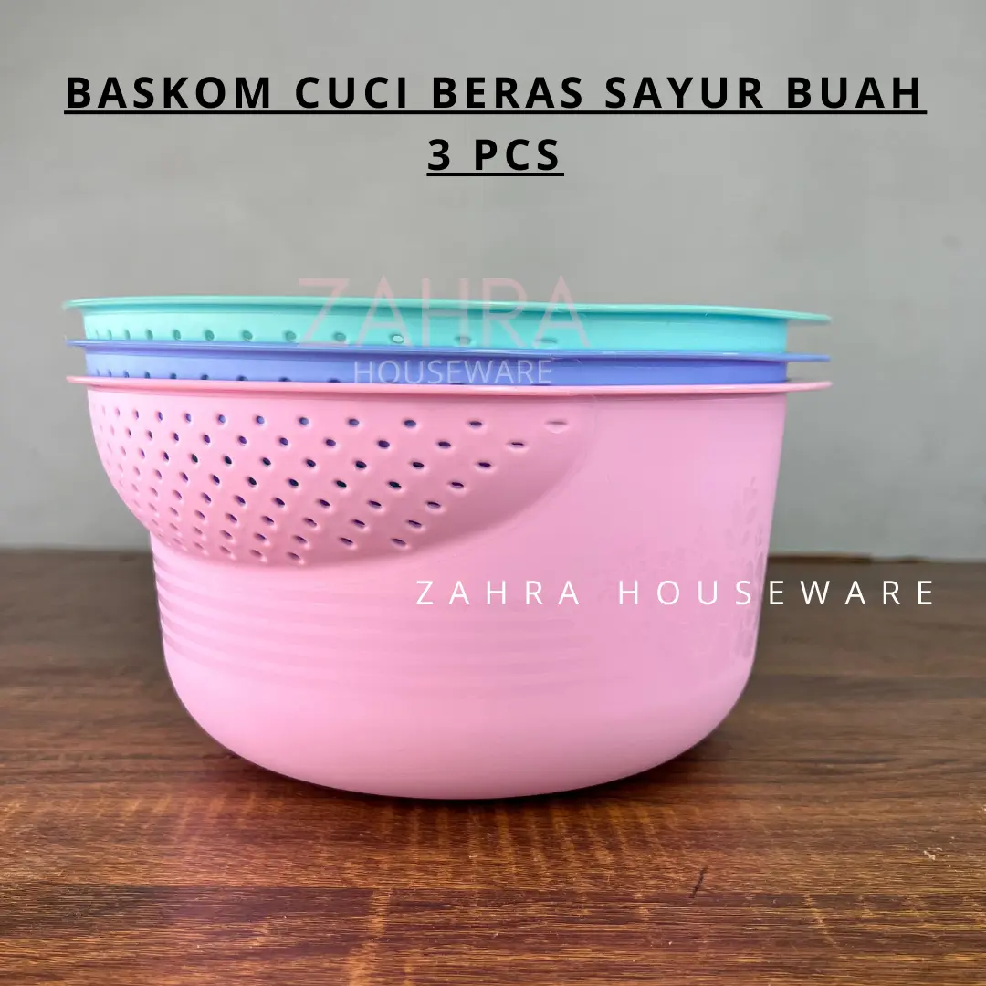 Tempat Cuci Beras Baskom Wadah Saringan Tirisan Cuci Sayuran Buah Serbaguna