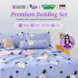 RAJA X CICIBARBAR - Set Bedcover Sprei Sarung Bantal Guling Set Selimut Seprei Sarguntal Kain Microtex Bed Cover Set Aneka Motif