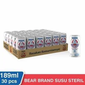 Susu Beruang 189ml 1 Dus [Isi 30 Pcs] / Susu Steril Bear Brand Kaleng 1 Karton