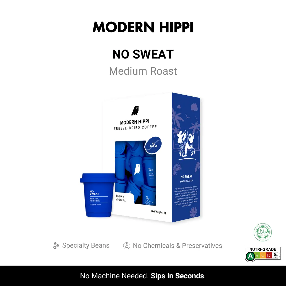 Modern Hippi Coffee No Sweat Medium Roast | 24 Cups | Premium Arabica | Soluble | No Machine Needed