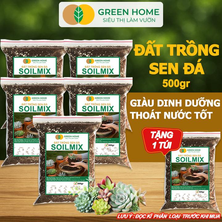  Mua 5 tặng 1 - Đất Trồng Sen Đá Greenhome Bao 500Gr Soil Mix Trộn Sẵn Tiện Lợi Đầy Đủ Dinh Dưỡng Thoát Nước Tốt Cây Nhanh Lớn 