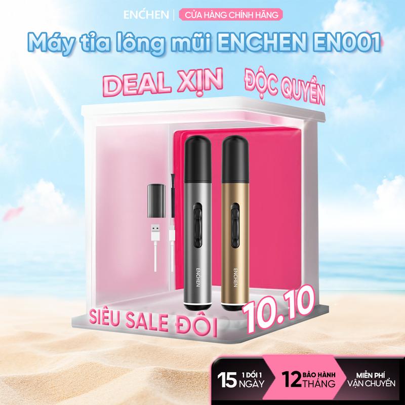 Máy tỉa lông mũi Enchen EN001 cho nam nữ, sạc pin Type-C đầu cạo tròn ẩn tháo rời, động cơ mạnh mẽ giảm ồn