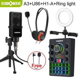 Siborie Sound Card A3 Mic U86 Headphone H1-A Ring Light Paket Lengkap FREE MIC MINI! Peralatan Live Streaming SIAP COD