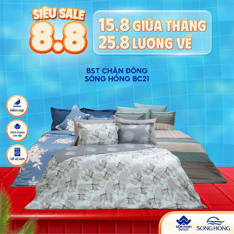 BST 2021 - Chăn đông Sông Hồng Basic cotton - ruột chăn siêu nhẹ, dày và ấm