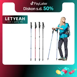 【Tongkat Trekking】LetYeah 63-135cm Trekking Pole Lipat Anti Karat  Tongkat Gunung Tracking Dapat Diatur Sesuka Hati