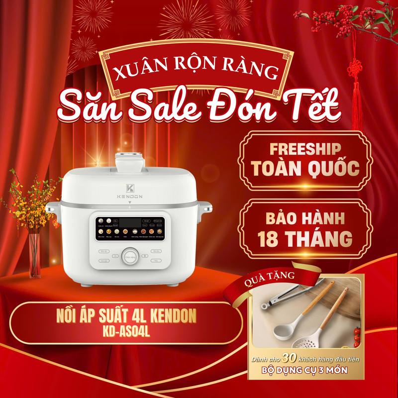 HÀNG MỚI VỀ Nồi Áp Suất Điện Đa Năng KENDON KD-AS04L thiết kế 2 lòng nồi 2 nắp 10 chức năng kho hầm đa dạng nấu cơm củi lẩu... Bảo hành 18 tháng