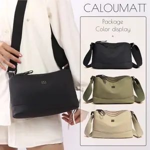【CALOUMAT】Tas Selempang Wanita Kain Oxford Tahan Air Desain Multi-Kompartemen Tas Komuter Yang Ringan Minimalis Tas Kanvas Slingbag Shoulderbag Canvas