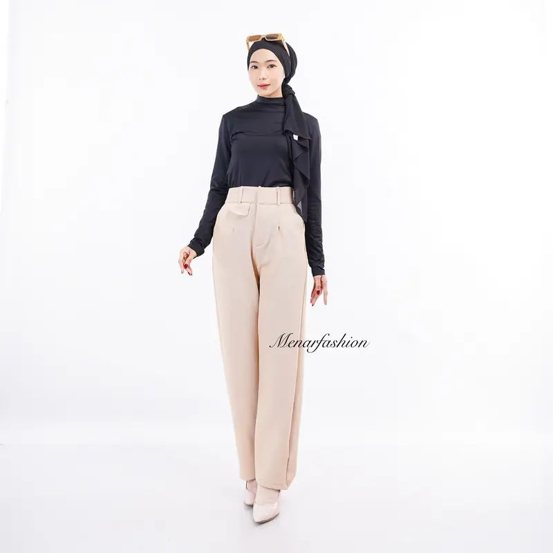 Menar Fashion - Oro Pants Knit Celana Panjang Korean Style / Celana Panjang  Melar  Highwaist Panjang Kulot Panjang Kerja Wanita Basic 7