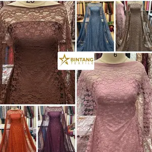 Kain Brokat Lace Polos Zuma premium / bahan gamis kebaya tunik atasan