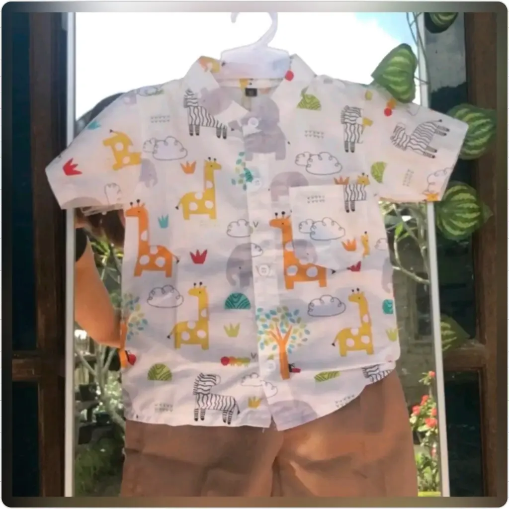 SETELAN KEMEJA katun ANAK MOTIF DINO