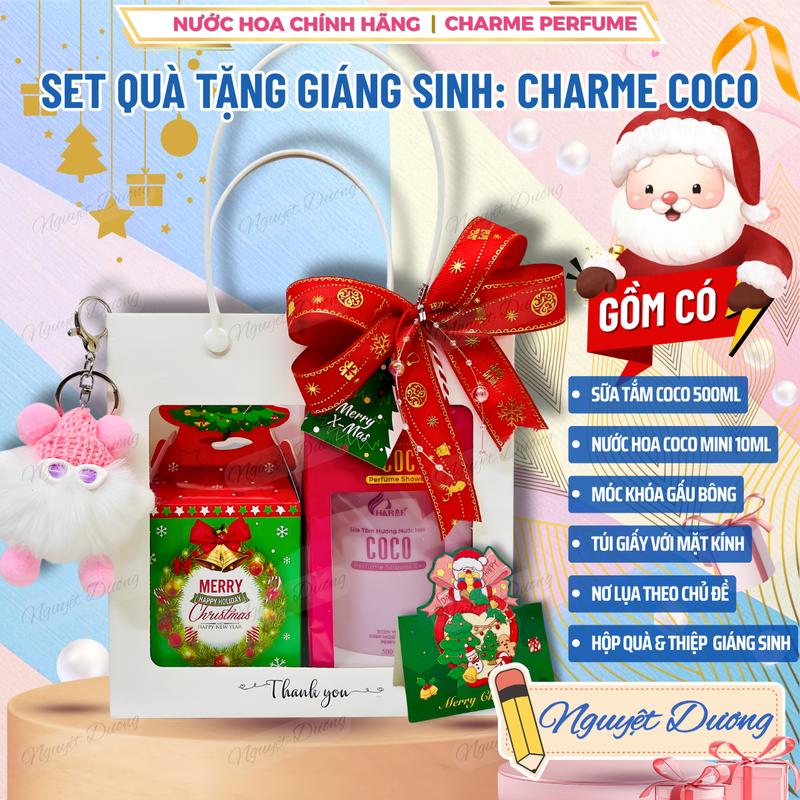  Set Quà Tặng Sữa Tắm CHARME COCO 500ml & Nước Hoa Mini 10ml - Trắng Sáng Da Dịu Nhẹ Hương Nước Hoa Thơm Lâu - Giftset Quà Tặng Hoàn Hảo Nhân Dịp Noel Giáng Sinh Mừng Năm Mới Xmas 