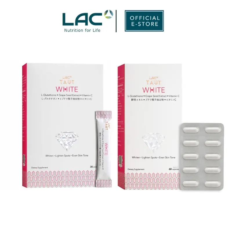 LAC Taut White (30 powder sticks / 60 capsules) - top choice beautysupplements g skincare 101 whitening brightening glow booster glutathione capsule pill for hyperpigmentation