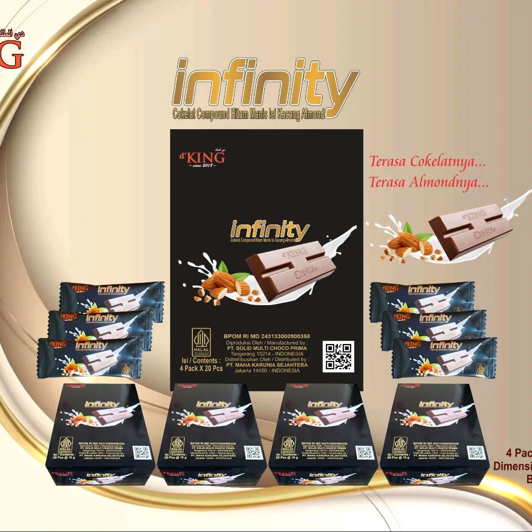 d'King Chocolate Infinity box 4 pack x 20 pcs