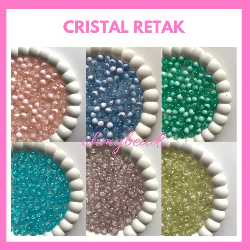 ￼Batu Cristal Retak 8mm / Batu Crystal Retak / per 20pcs 0