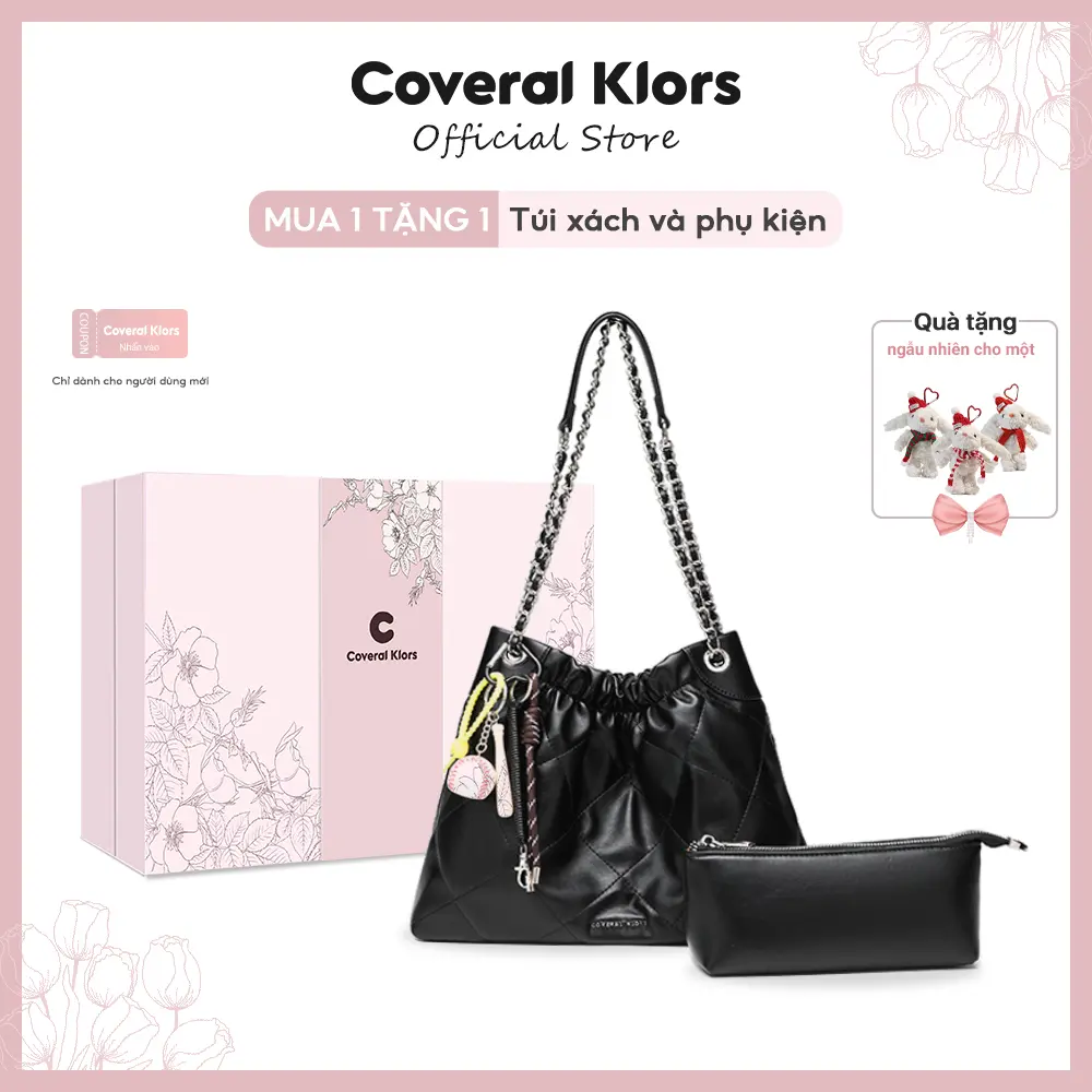 【MUA 1 TẶNG 1 Túi xách và phụ kiện】COVERAL & KLORS-【đóng gói hộp quà tặng】 TẶNG Túi xách nhỏ, Bộ túi xách nữ phong cách Mỹ, túi xách tặng kèm (1), mặt dây chuyền túi bóng chày phong cách ins, túi đeo chéo nữ, túi đeo vai, túi xách