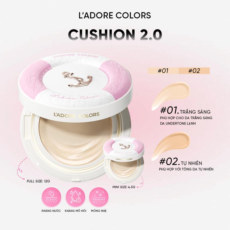 Cushion Phấn Nước L'ADORE COLORS 2.0 Mỏng Nhẹ, Bền Màu, Lâu Trôi, Chống Nước,…
