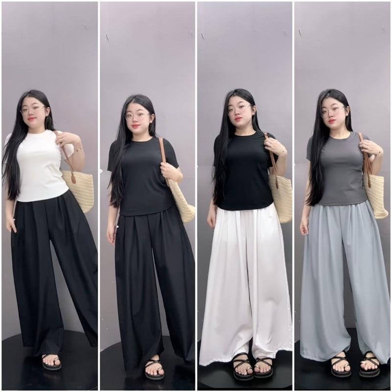 Set Bộ Quần Áo Bigsize, Quần Ống Suông Rộng Giả Váy Mix Áo Babytee Tôn Dáng Cho Chuppy (55-92Kg)- G244 Q530