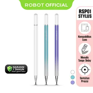 ROBOT RSP01 Universal 2 in 1 Capacitive Stylus Pen for Mobile & Tablet White - Garansi 1 Tahun [BISA COD]
