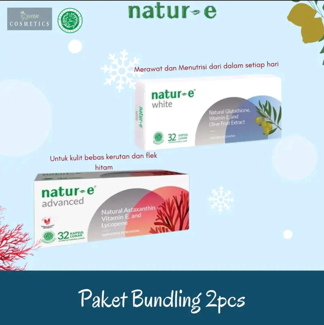 PAKET BUNDLING SOFT KAPSUL NATUR E WHITE isi  32 s+NATUR E ADVANCED isi 32