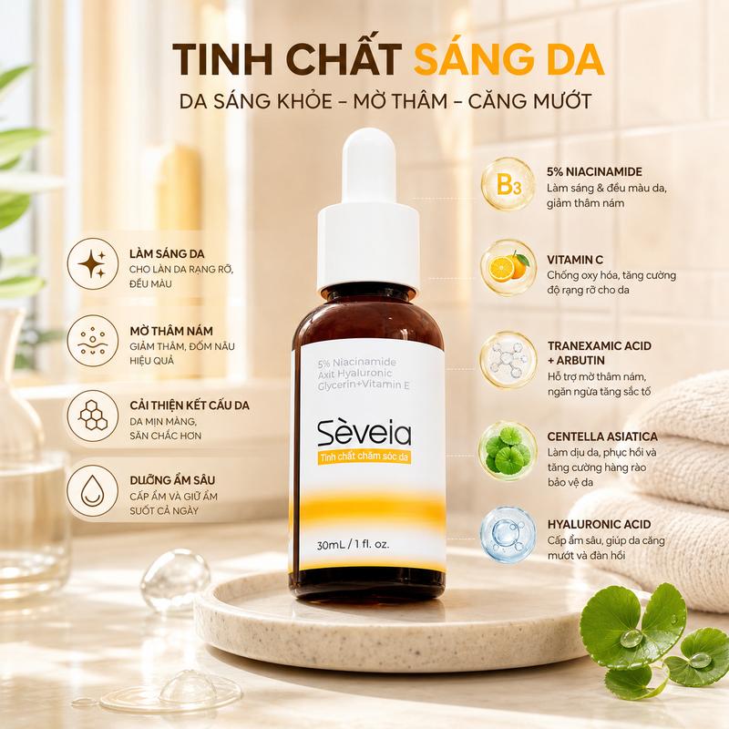 Tinh Chất Dưỡng Trắng 5% Niacinamide 30ml, Serum Làm Sáng Da, Giảm Thâm Nám,…