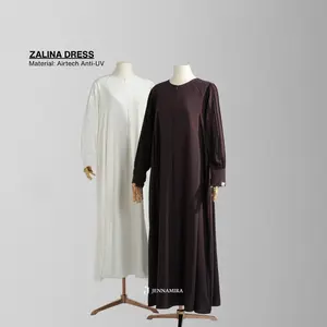 Zalina Dress Gamis Bahan Air Tech Silk Anti UV Busui Friendly Wudhu Friendly