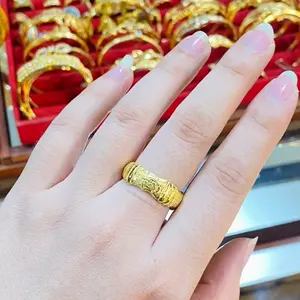 Cincin motif polos & ukir pasir besar lapis emas 24k (100ml)