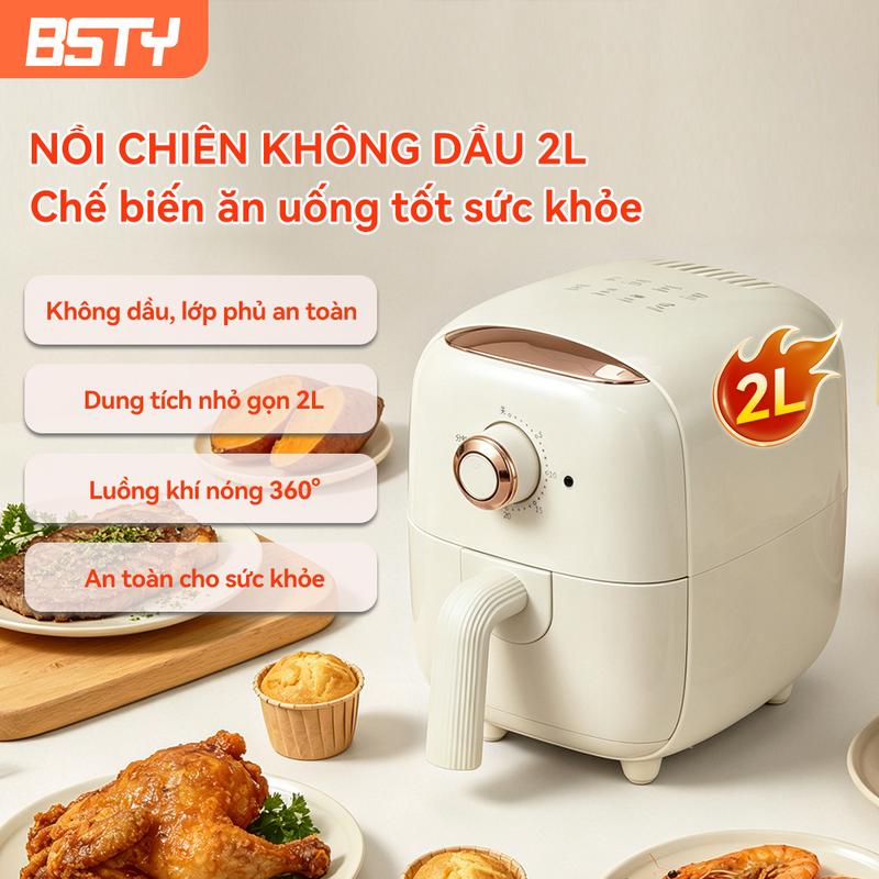 【KOL】Nồi chiên không dầu BSTY - K2B dung tích 2L nhỏ gọn công suất 900W Tiết kiệm thời gian, an toàn, bảo hành 1 năm