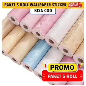 Paket 5 Roll Stiker Dinding Motif Ulir Pink Minimalist Wallsticker Kamar Tidur & Ruang Tamu PVC Waterproof Sudah Ada Lem Perekat Gratis Ongkir