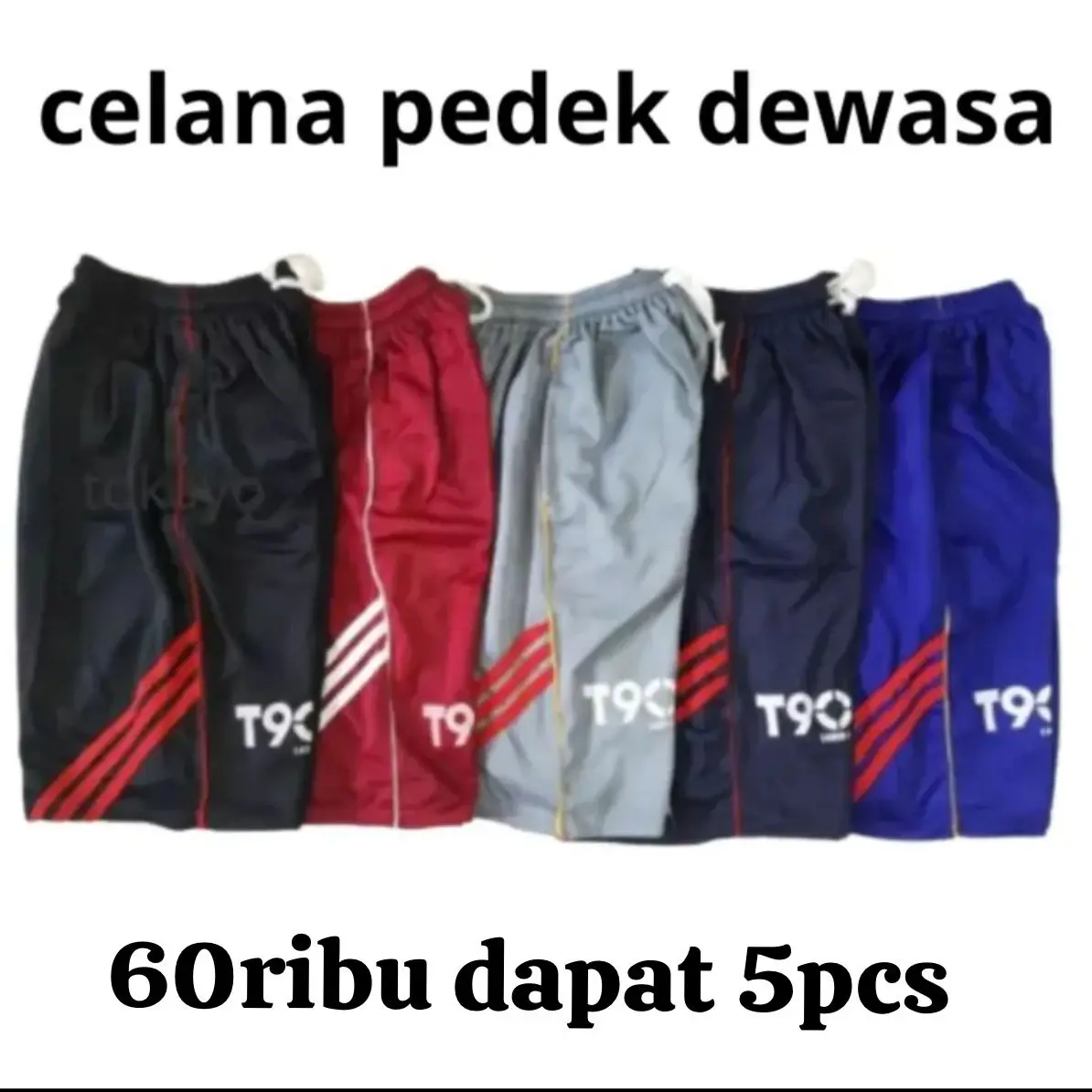 65k dapat 5pcs celana olah raga bahan sedang pria wanita Kolor