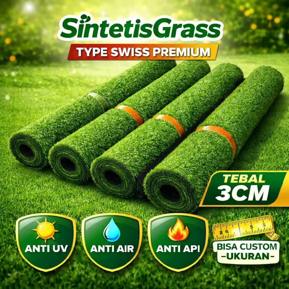 Rumput sintetis swiss tebal 3cm lebar 50cm