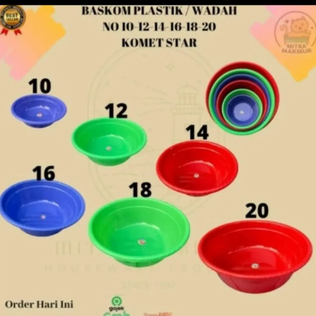 Baskom Plastik Komet Star/Wadah no,10,12,14,16,18,20