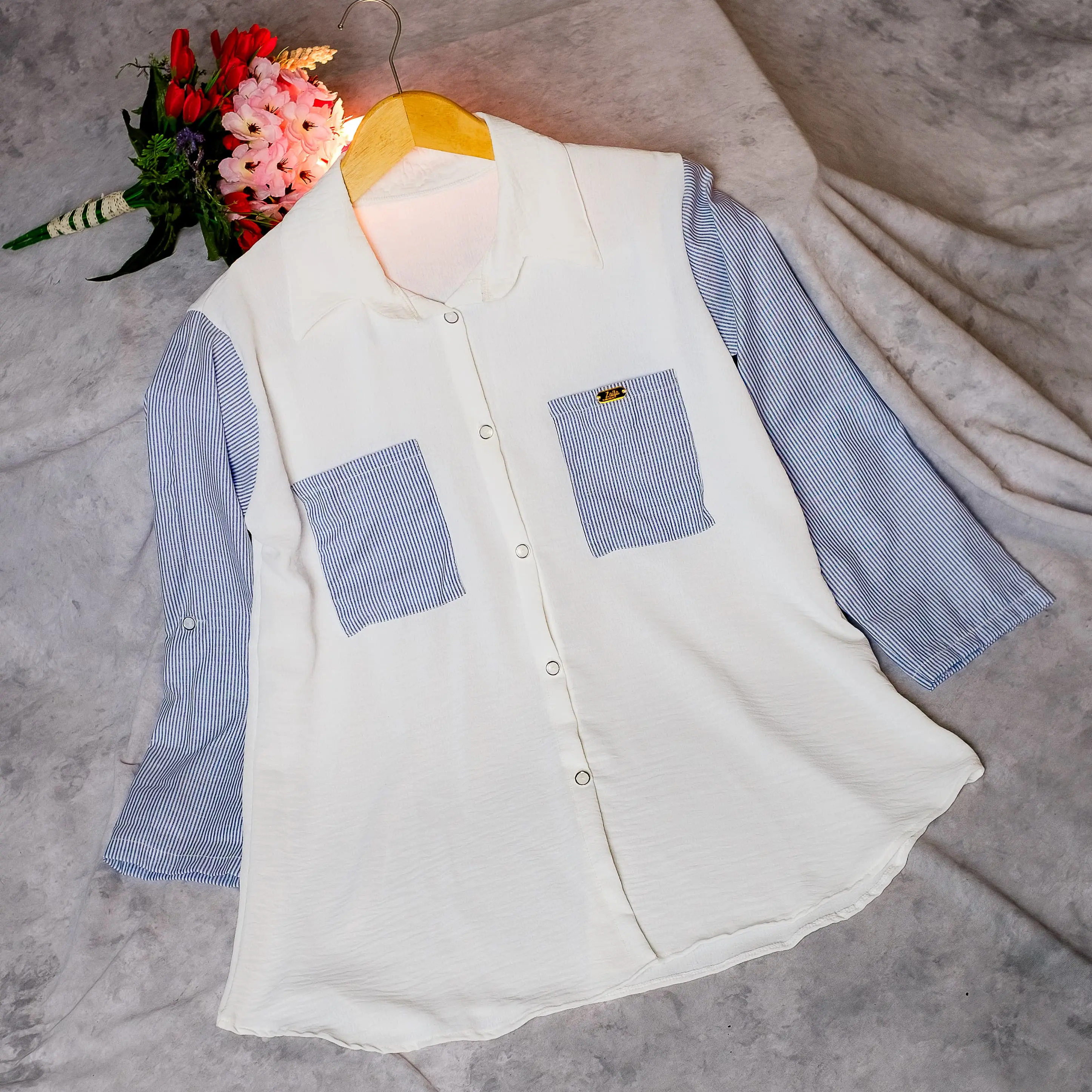 KEMEJA MARISKA baju atasan wanita terlaris kemeja wanita bahan crinkle katun salur kemeja motif kemejacewemotif kemeja WANITA salur kemeja kekinian Kancing Kerah Panjang Oversize Santai Shakila Tangan Remaja Hitam Garis