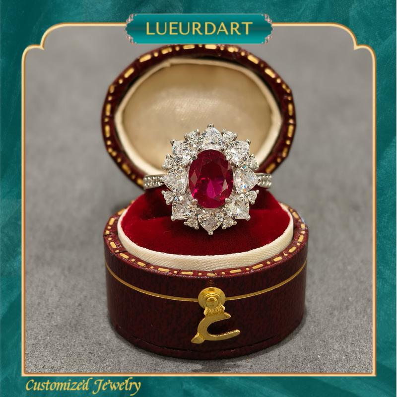 Product Introduction of Red vintage European style necklace Ring earrings 3-piece set 925 4