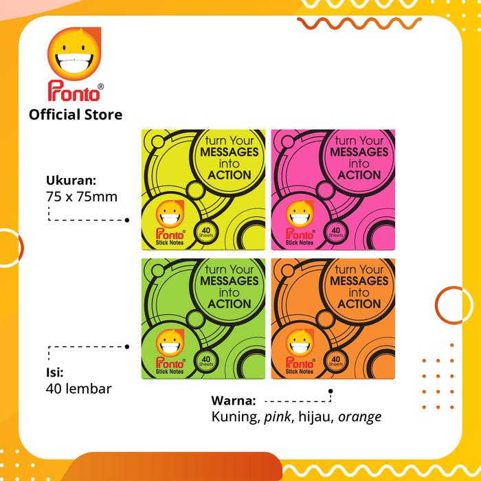 Gambar Pronto Sticknotes Fluorescent - Orange (75 X 75 mm) dari Pronto Official Store Kota Administrasi Jakarta Timur Tokopedia