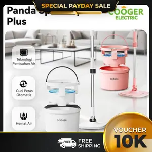 [COD]COOGER Electric Pel Spin Panda Dual Clean Mop Spin Mop Upgrade Air Bersih dan Air Kotor Terpisah