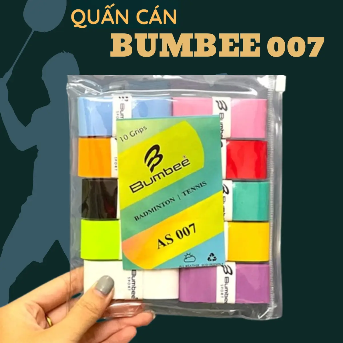 Combo 5 Hoặc 10 Quấn Vợt BUMBEE 007 Cao Su Non 2 Lớp Cao Cấp Quấn Vợt Cầu Lông,Tennis,PickleBall,Êm Tay,Bám Tay,Thấm Hút Mồ Hôi Tốt,Sport