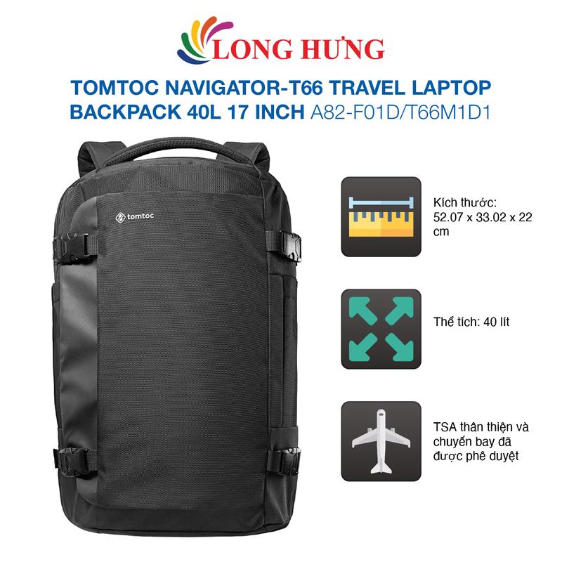 Ba lô Tomtoc Navigator-T66 Travel Laptop Backpack 40L 17 inch T66M1D1 - Hàng chính hãng