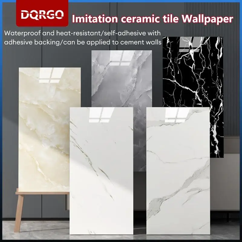 Tile sticker decoration 30cmx60cm Waterproof Anti-Slip Marble Tile Sticker Oil Proof Modern Wallpaper Sticker Bathrooms Kitchen Countertops Protect Wall & Floor Wallpaper Stickers PVC DIY Decorative Films Renovation of Furniture Tiles Sticker Ornaments