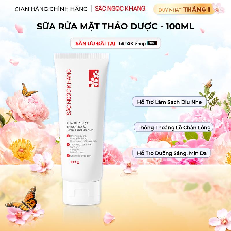 Sữa Rửa Mặt Thảo Dược Gel Rửa Mặt Nữ Làm Sạch Dịu Nhẹ Sắc Ngọc Khang - Hỗ Trợ Ngừa Mụn Ẩn Dưỡng Sáng Da Skincare Women