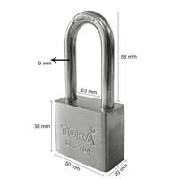 Gambar TORA Gembok Stainless 304 Premium Long 50 MM 4 Key Kuningan Chrome Double Blister dari Tora Official Shop Kab. Bandung 1 Tokopedia