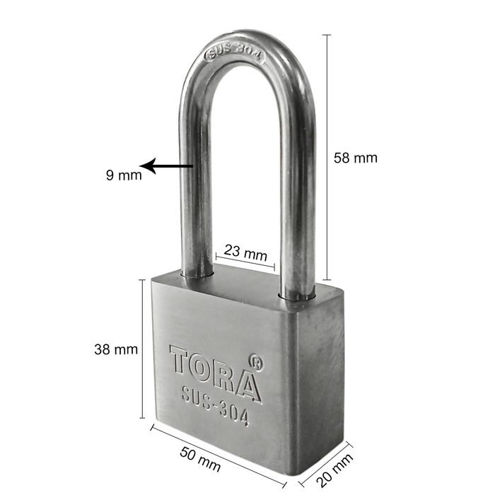 Gambar TORA Gembok Stainless 304 Premium Long 50 MM 4 Key Kuningan Chrome Double Blister dari Tora Official Shop Kab. Bandung Tokopedia