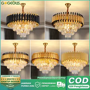 GOGEOUS Lampu Gantung Kristal Tamu Mewah 3 Warna Ruang Tamu 50CM Lampu Gantung Kristal Hias kristal k9 pencahayaan indoor Live16