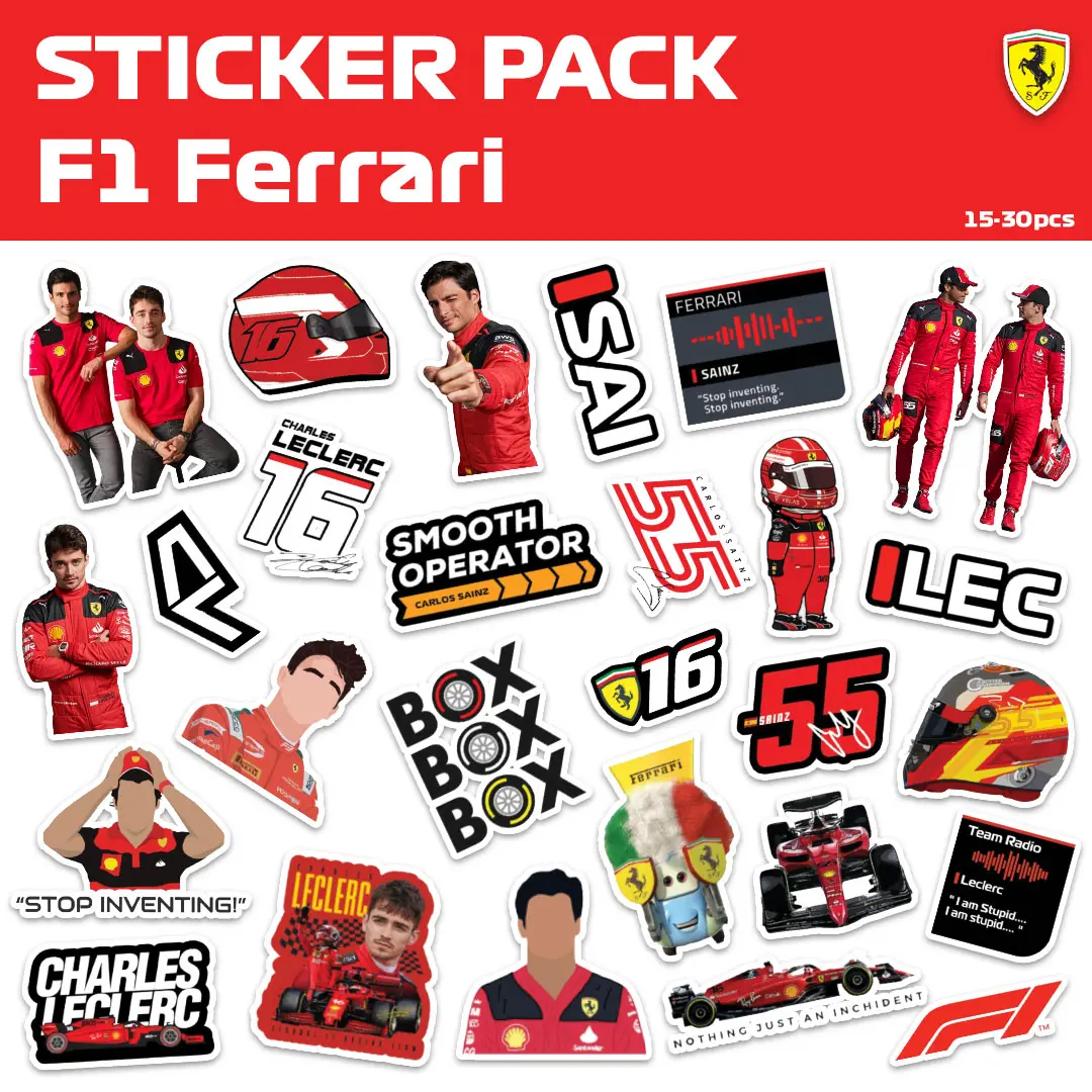 Stiker F1 Ferrari (Carlos sainz and Charles Leclerc) vinyl glossy stikerf1/stickerf1/stikertumblr Paper