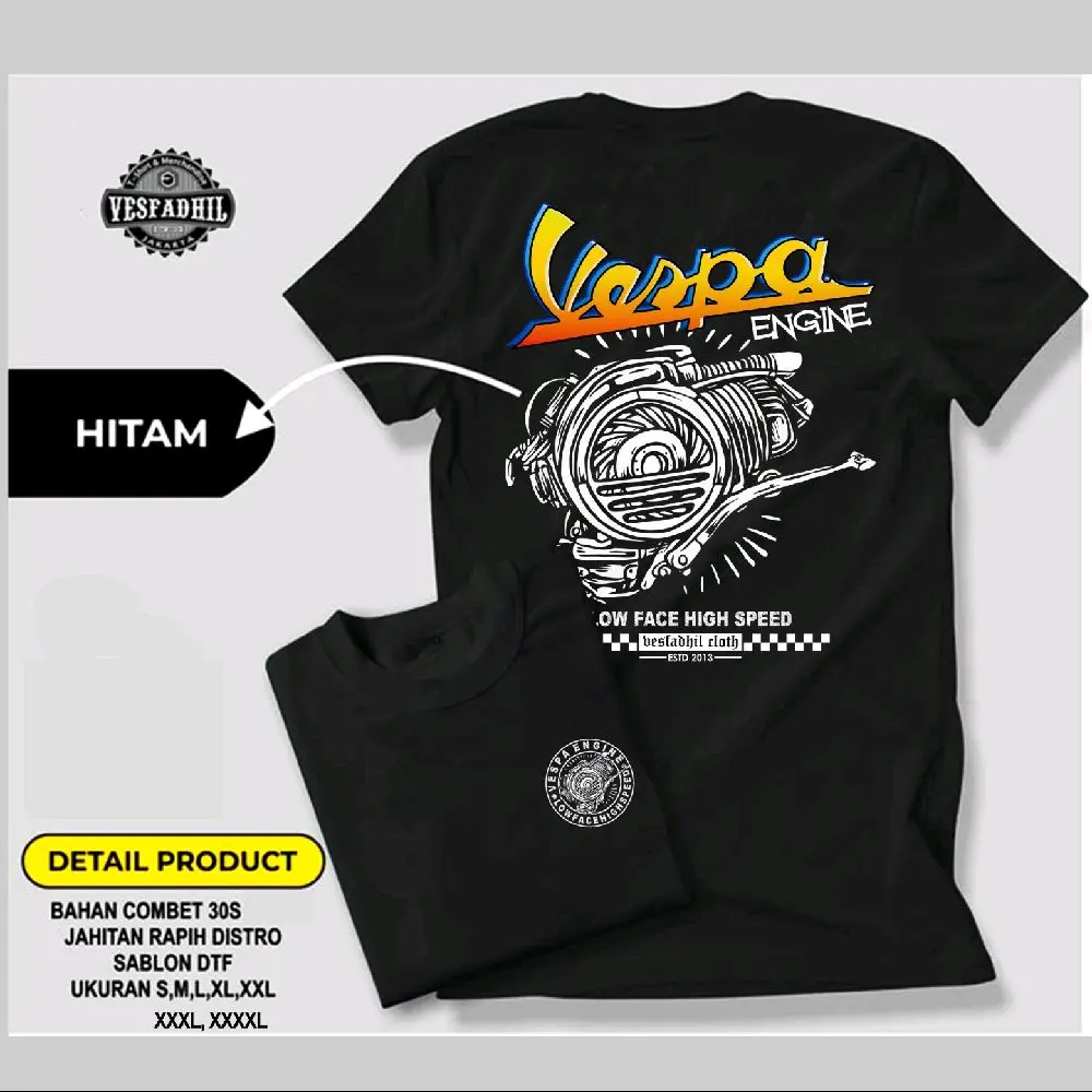 Kaos Vespa Engine unisex bisa untuk Pria dan Wanita