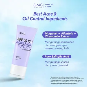 NEW! OMG Acne & Oil Control UV Barrier Sunscreen SPF50 PA++++ I Mengandung Mugwort + Allantoin + Salicylic Acid - No Whitecast